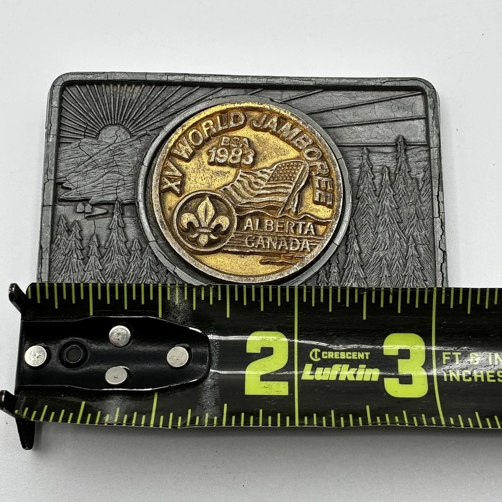 Vintage BSA XV World Jamboree 1983 Alberta Canada Souvenir Belt Buckle Scout
